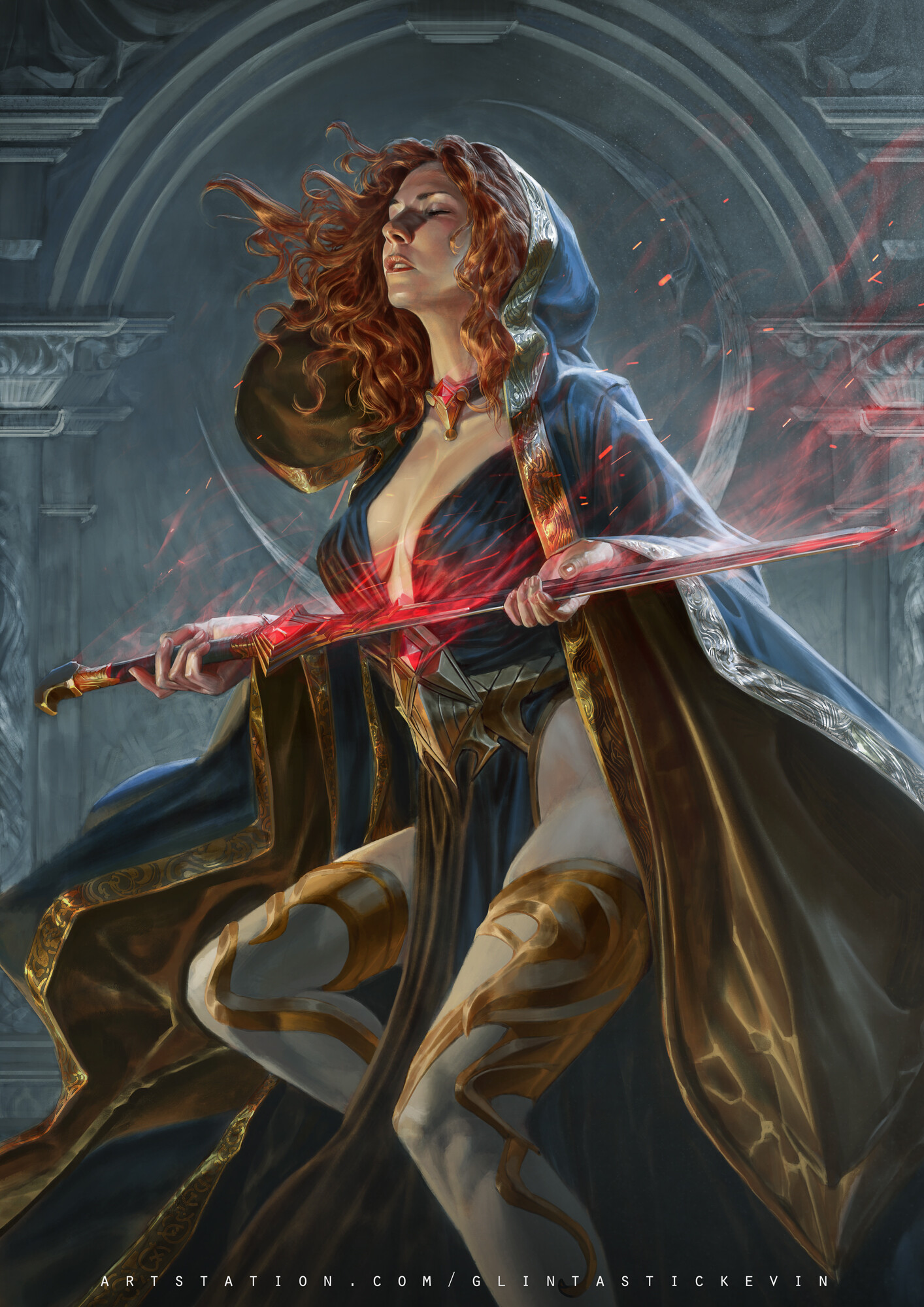 kevin glint female sorceress illustration
